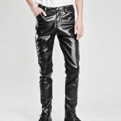 Soft Men Faux Leather Pants Stylish Men's Faux Leather Pants Slim Fit Breathable Hip Hop Inspired Streetwear with Soft Pockets