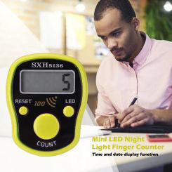 Stitch Marker Row Hand Tally Finger Counter LCD Electric Digital Display with Light for Knitting Weave Buddha Pray Soccer