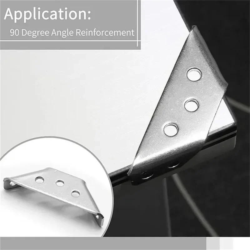 Description Picture 5 of item5-15pcs Furniture Corner Connector Brace Joint Fastener Bedframe Cabinet Drawer Universal Stainless Steel Angle Corner Brackets