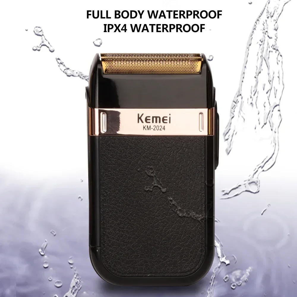 Description Picture 6 of itemKemei Electric Shaver For Men Fashionable Men's Leather Shell Waterproof Rechargeable Electric Professional Beard Trimmer Razor