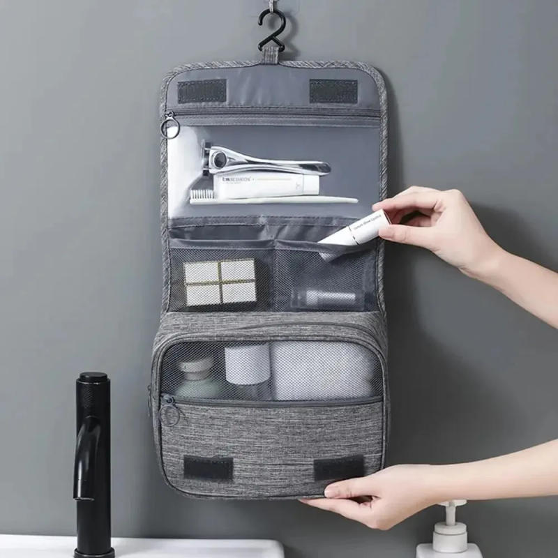 Description Picture 2 of itemFoldable Toiletry Bag Organizer Hanging Storage Bag Bathroom Makeup Bag Case Travel Dry And Wet Separation Cosmetic Bag