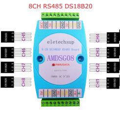 8 DS18B20 temperature acquisition module / RS485 MODBUS RTU communication replace WP3066ADAM