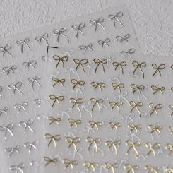 Lovely Gold Silver Black White Line Bowknot 3D Self Adhesive Nail Art Decorations Stickers Ribbon Cute Manicure Decals Wholesale