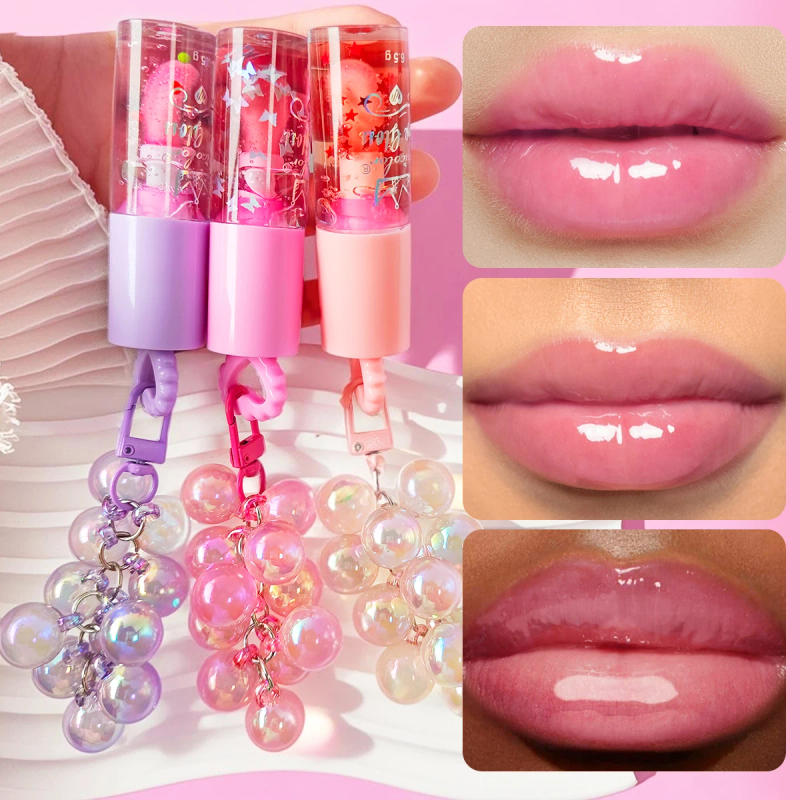Description Picture 2 of itemThree Color Random Grape Pendant Lip Oil Lip Gloss Moisturizing And Long-Lasting Waterproof And Sweat Proof Lip Makeup