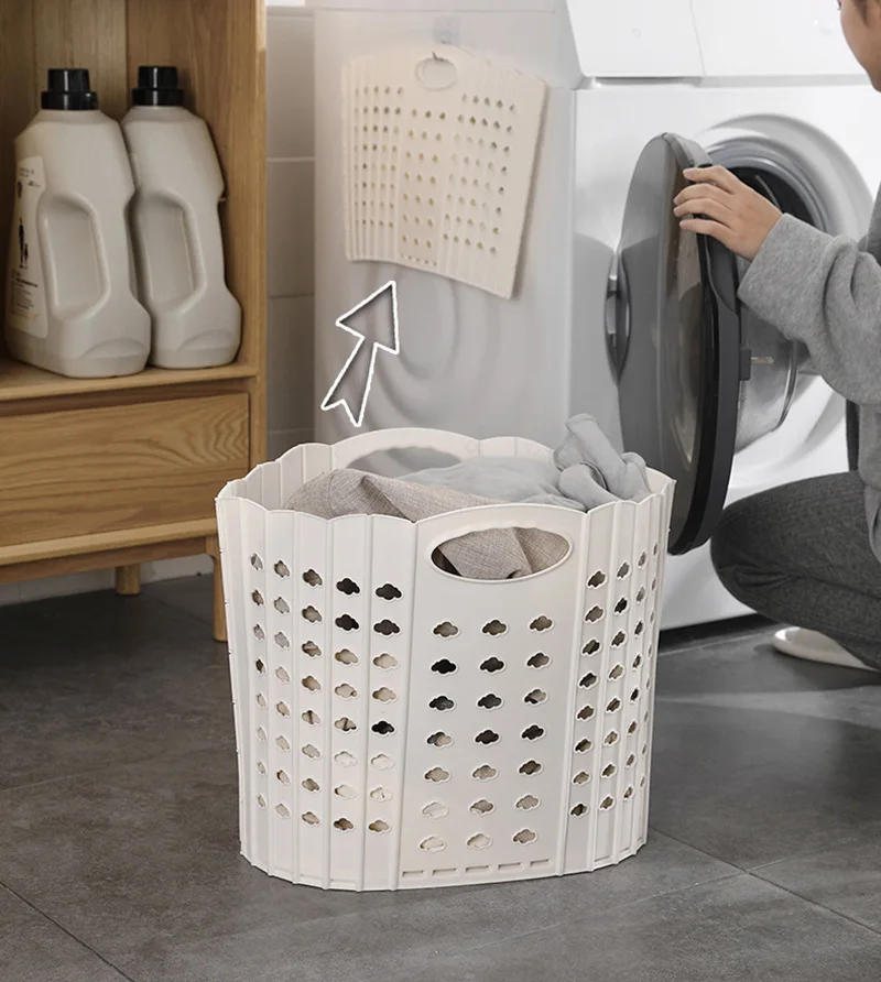 Description Picture 2 of itemFoldable Laundry Basket Save Space Washing Machine Hanging Dirty Clothes Storage Basket Mildew Proof Large Storage Basket