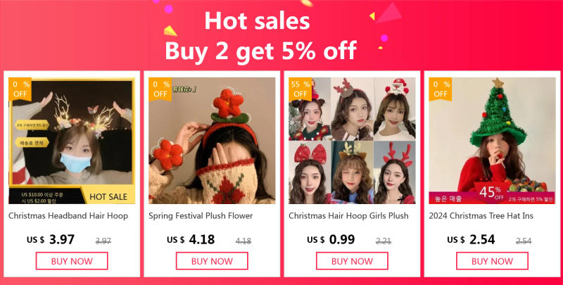 Description Picture 2 of itemCreative Christmas Hair Clips for Girls Deer Ear Party Headbands Xmas Hats Shape Hair Clips Hairpin Antlers Festival Headdresses