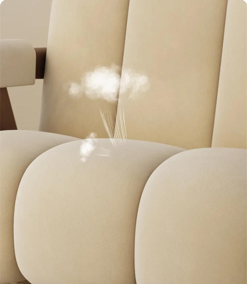 Description Picture 6 of itemNordic Wood Living Room Chairs Modern Living Room Sofas Home Balcony Single Leisure Back Armchair Fabric Sofa Chair Furniture