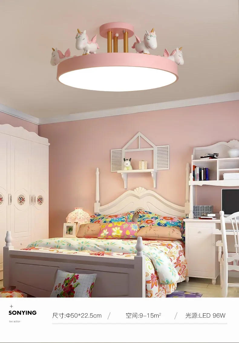 Description Picture 6 of itemNordic Cartoon Ceiling Lights Modern Creative Personality Unicorn Lamp Children's Room Bedroom Art Home Decoration LED Luminaria