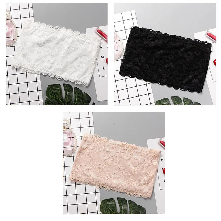 Description Picture 3 of itemOne Piece Sexy Lace Tube Tops Women Push Up Invisible Bra Intimates Strapless Bustier Bandeau Wrapped Chest Thin Bralette Top
