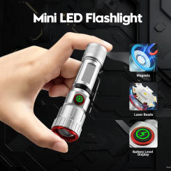 Powerful White Laser LED Flashlight Type C Rechargeable Portable Mini Outdoor Pocket Torch Lamp Waterproof