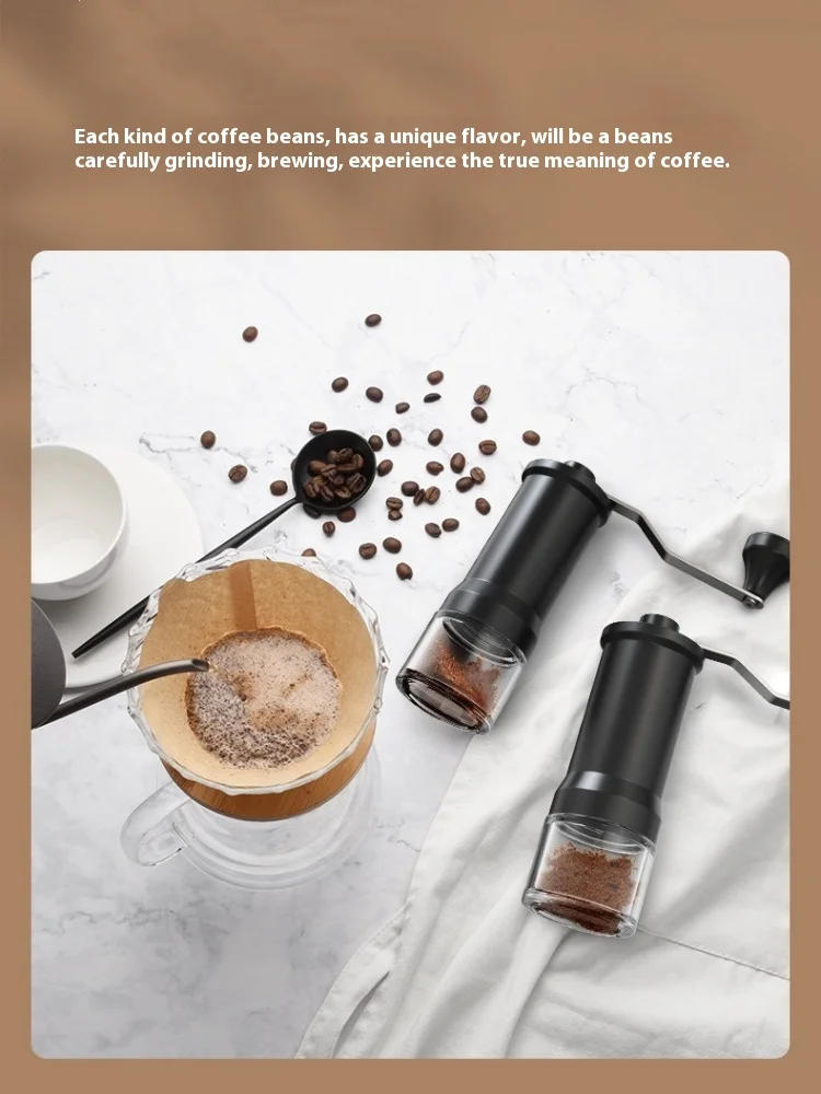 Description Picture 6 of itemManual Coffee Grinder Household Hand-Cranked Bean Grinder Ceramic Grinding Core Portable Small Coffee Tools with Cleaning Brush