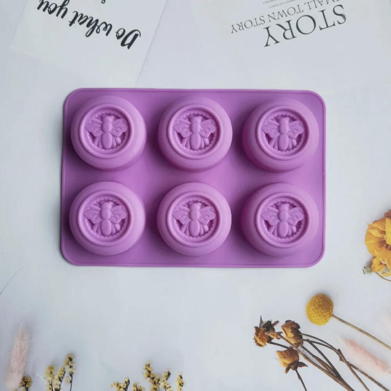 Description Picture 2 of item6 Holes Round Bees Pattern Silicone Soap Molds DIY Handmade Aromath Soaps Scented Candle Chocolate Mousse Making Mould