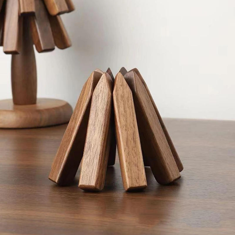 Description Picture 6 of itemTree Shape Wooden Trivets Coaster Decorative Anti Scald Heat Resistant Table Mat Pot Holders for Hot Dishes