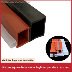 Silicone Square Tube Sleeve High Temperature Resistant Package Profile Hollow Square Tube Mechanical Rectangular Sealing Strip