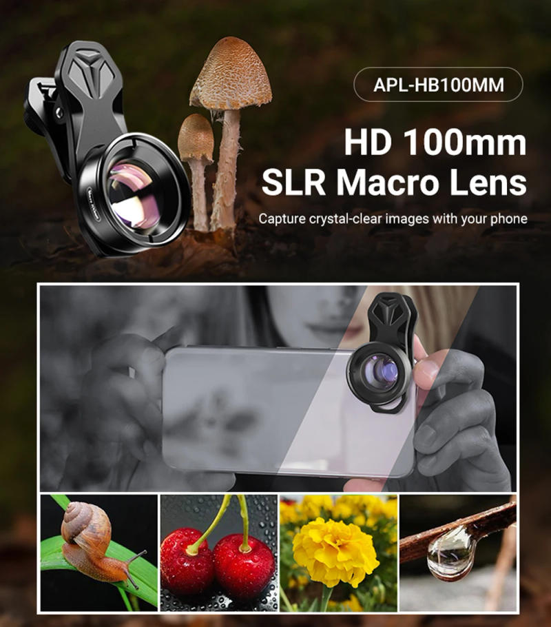 Description Picture 4 of itemAPEXEL Camera Phone Lens 100mm Macro Mobile Lens 4K HD Macro Camcorder Lenses+CPL+Star Filter for iPhone Samsung all Smartphone