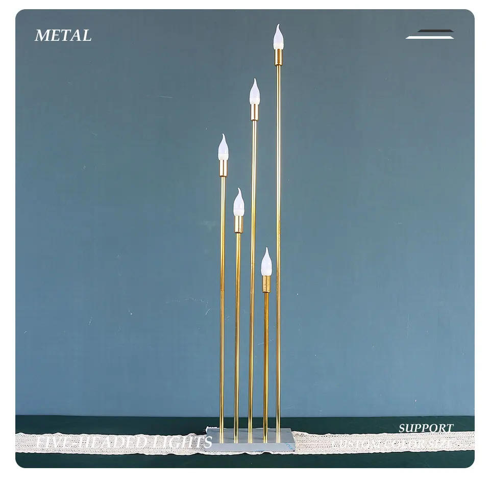 Description Picture 3 of itemHome Decor Candles Candle Holder 5 Heads Shiny Golden Electroplated Road Lead Light Wedding Home Decoration Accessories Mariage