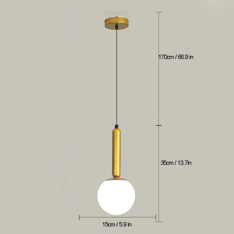 Description Picture 2 of itemGlass pendant light gold bedroom light metal restaurant atmosphere pendant light complimentary light bulb