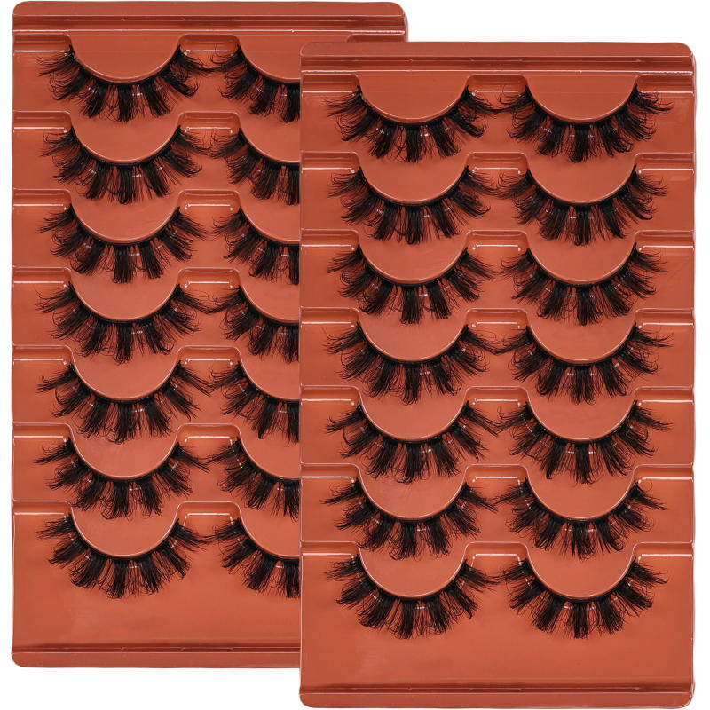 Description Picture 6 of item14Pairs/2Pack Fluffy False Eyelashes Full Wispy Lashes 8D Volume Curly Fake Eyelashes Multipack