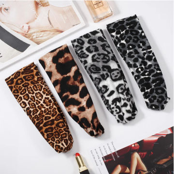 4pcs Leopard Headdress Cross Hairband Elastic Hair Decoration Headband for Sports Yoga Make Up