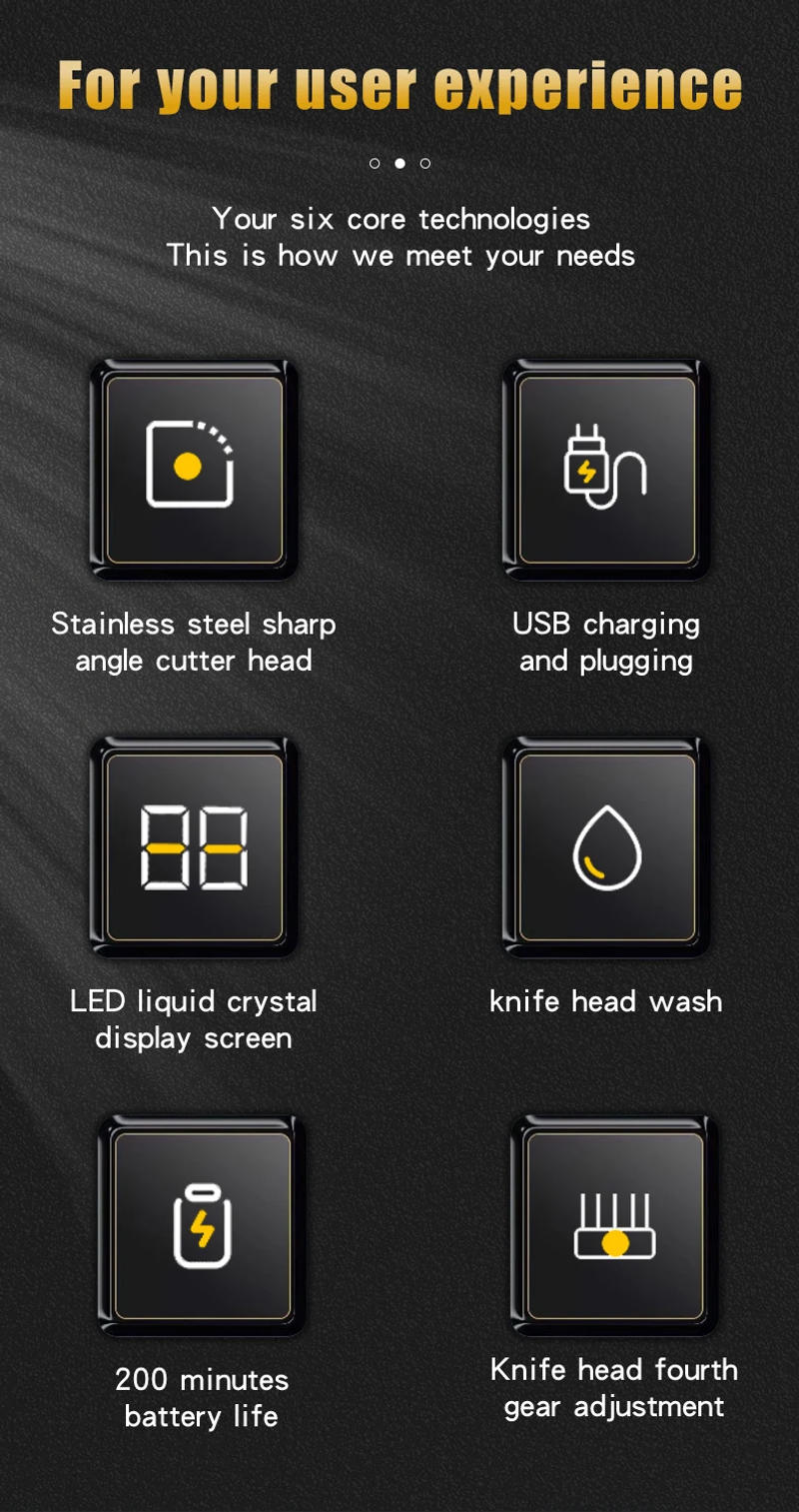 Description Picture 3 of itemHIENA Luxury men's Hair Clippers Gold dragon design Electric hair cutting machine professional barber hair Trimmer Shaving Razor