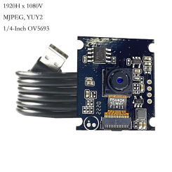 2MP HD 1080P 1/4 inch CMOS OV5693 USB2.0 Camera Module  MJPEG, YUY2 Free drive For face recognition FF With 1 meter cable