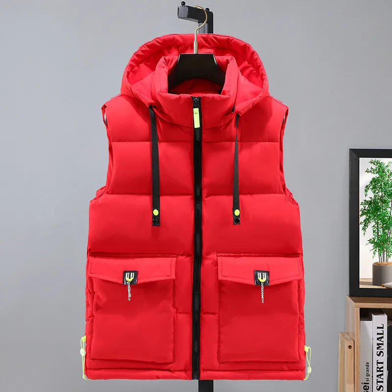 Description Picture 5 of item2024 New Fashion Vest Cotton Warm Men Autumn and Spring Waistcoat Big Pocket Men's Vest Korean Style Sleeveless Jacket