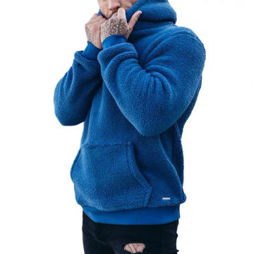 Men Sweatshirt Men's Winter Plush Hoodies with Letter Print Warm Imitation Lambswool Cashmere Sweatshirts for Casual Comfort