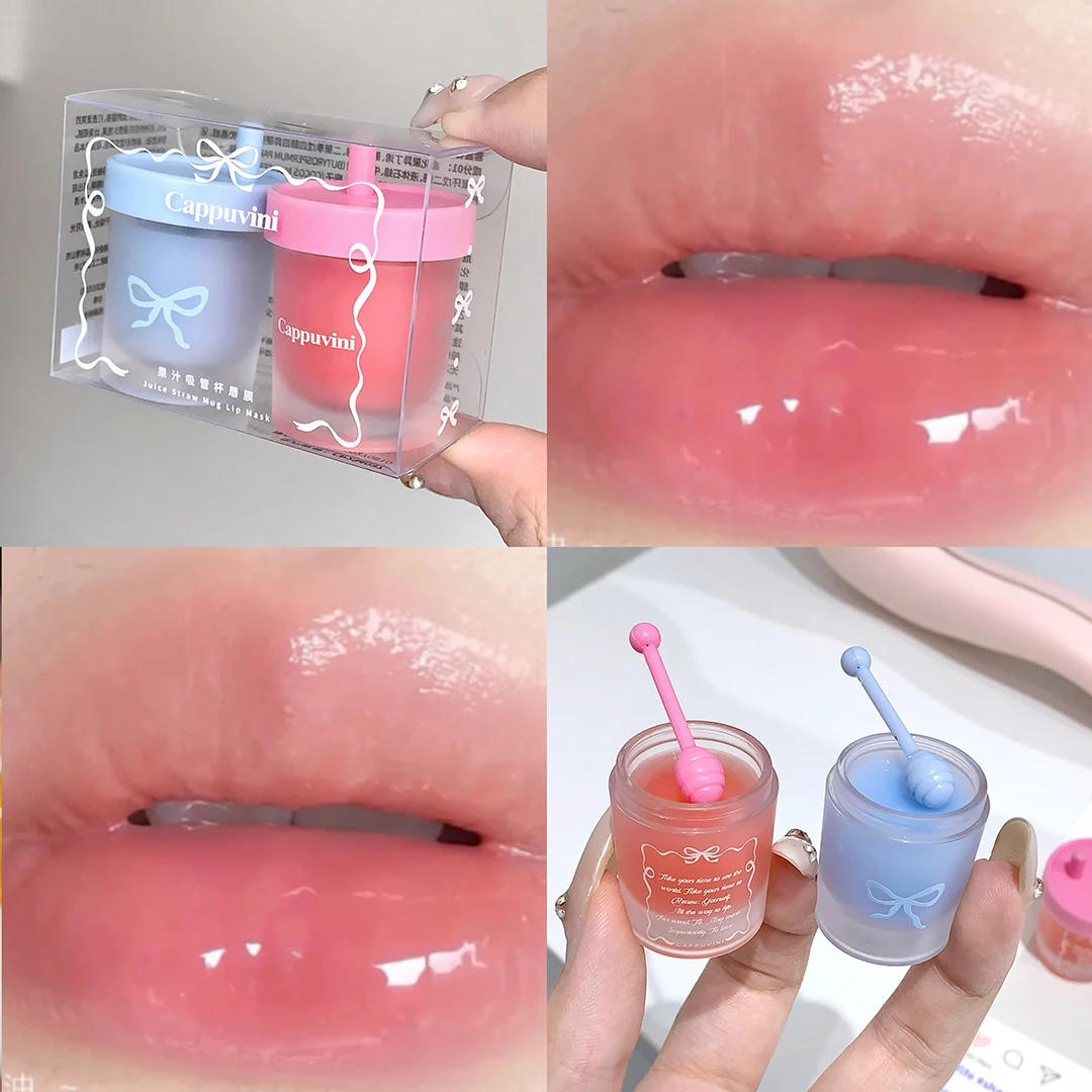 Description Picture 6 of item1/2pcs Crystal Balm Lip Mask Colourless Winter Moisturizing Lip Gloss Gel Lip Tint Fruit Flavor Strawberry Lips Care Repair