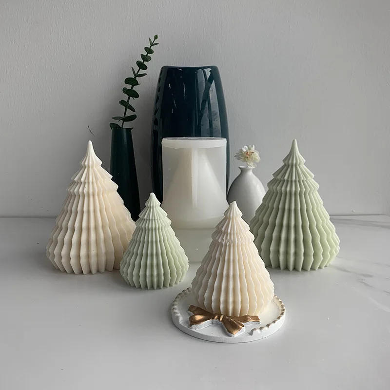 Description Picture 4 of itemOrigami Relief Christmas Tree Candle Silicone Mould DIY Conical Geometry Soap Gypsum Making Chocolate Mold Holiday Decor Gift