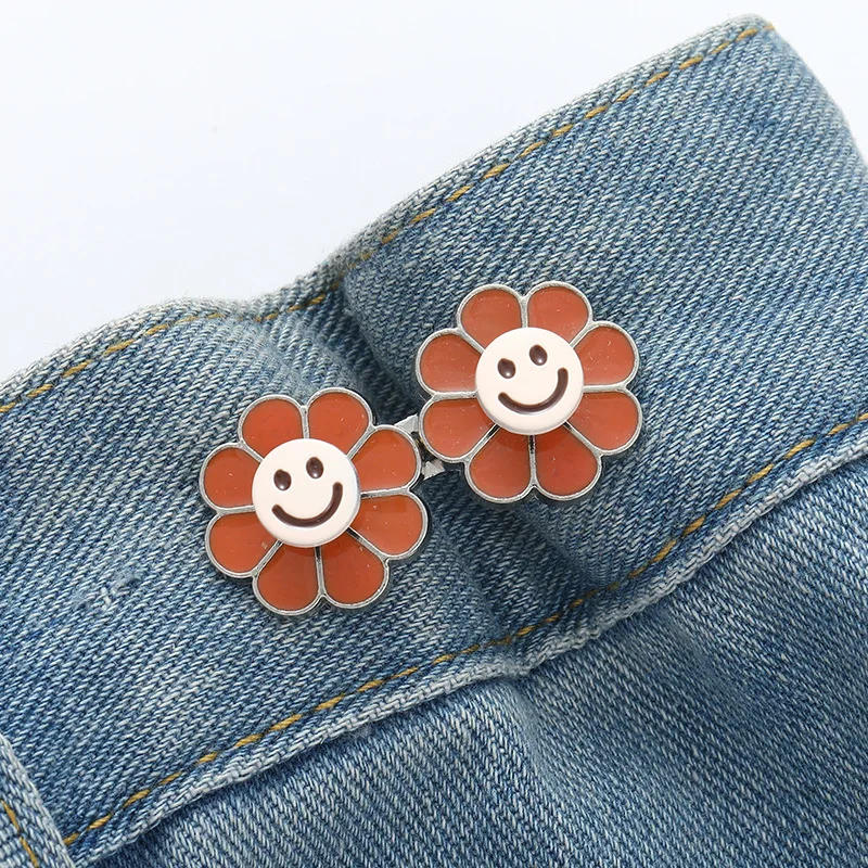 Description Picture 5 of itemCute Sunflower Button Fit on Loose Jeans & Pants  Waist Tightener Adjustable Waist Buckle for Jeans No Sewing Required