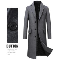 Fashion Casual Jackets Mens Thick Wool Trench Warm Cardigans Blends Coat Windbreaker Solid X-Long Woolen Coats