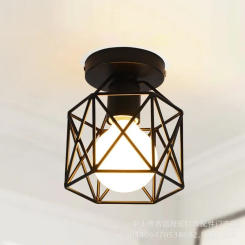 Industrial Ceiling Lamp Shade Fixture For Hallway Entrance Aisle Porch Square Diamond Iron Chandelier Pendant Light WY507