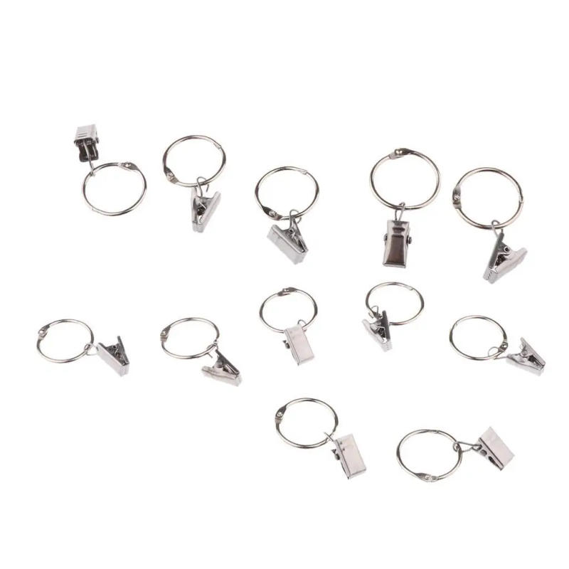 Description Picture 5 of item12Pcs Curtain Ring Hook with Clips with Eyes Portable Sliding Rod Rings Hook