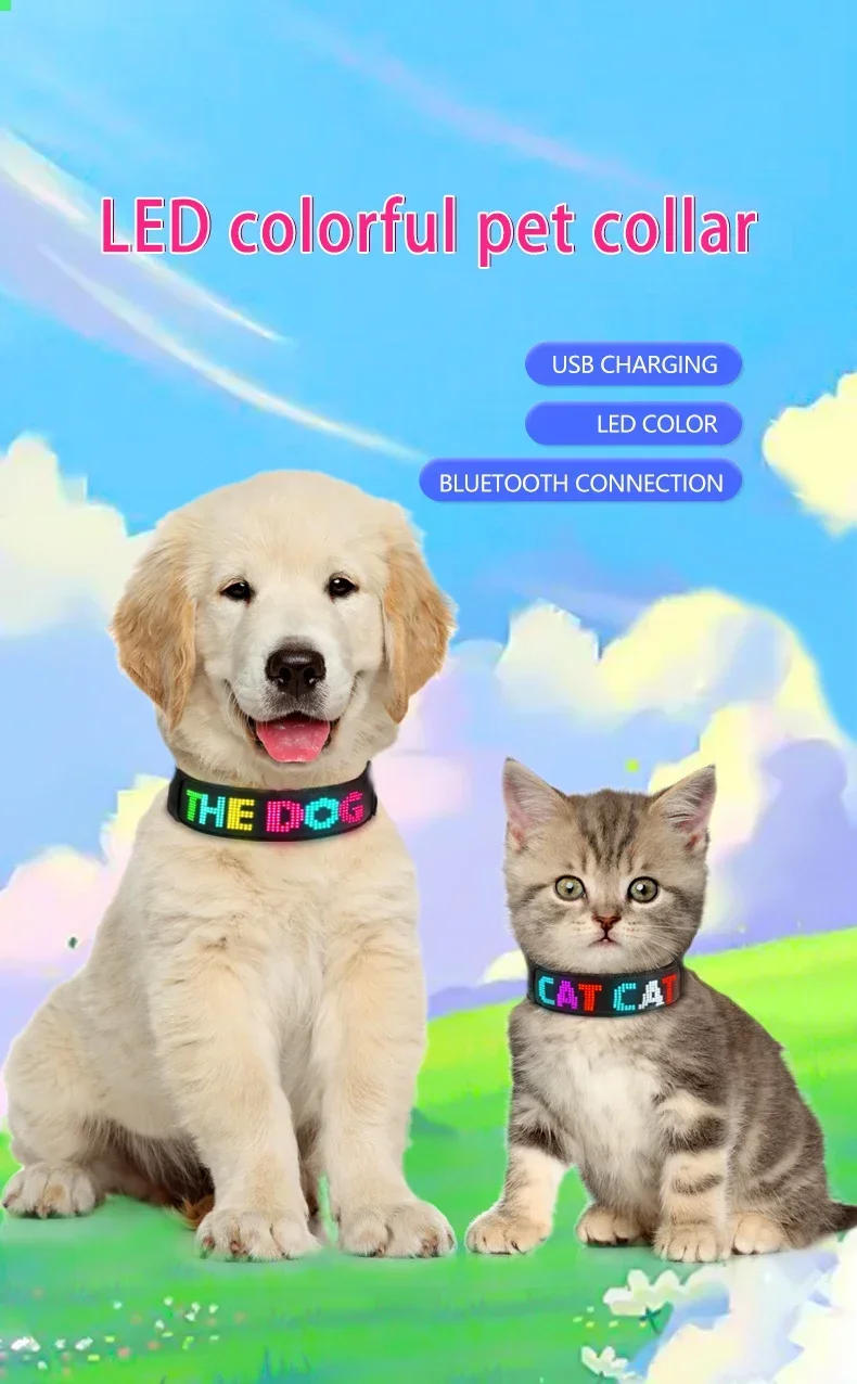 Description Picture 2 of itemLED Pet Collar Adjustable Waterproof Luminous Light Up Safety Dog Accessories Collar Programmable App Bluetooth USB Rechargeable