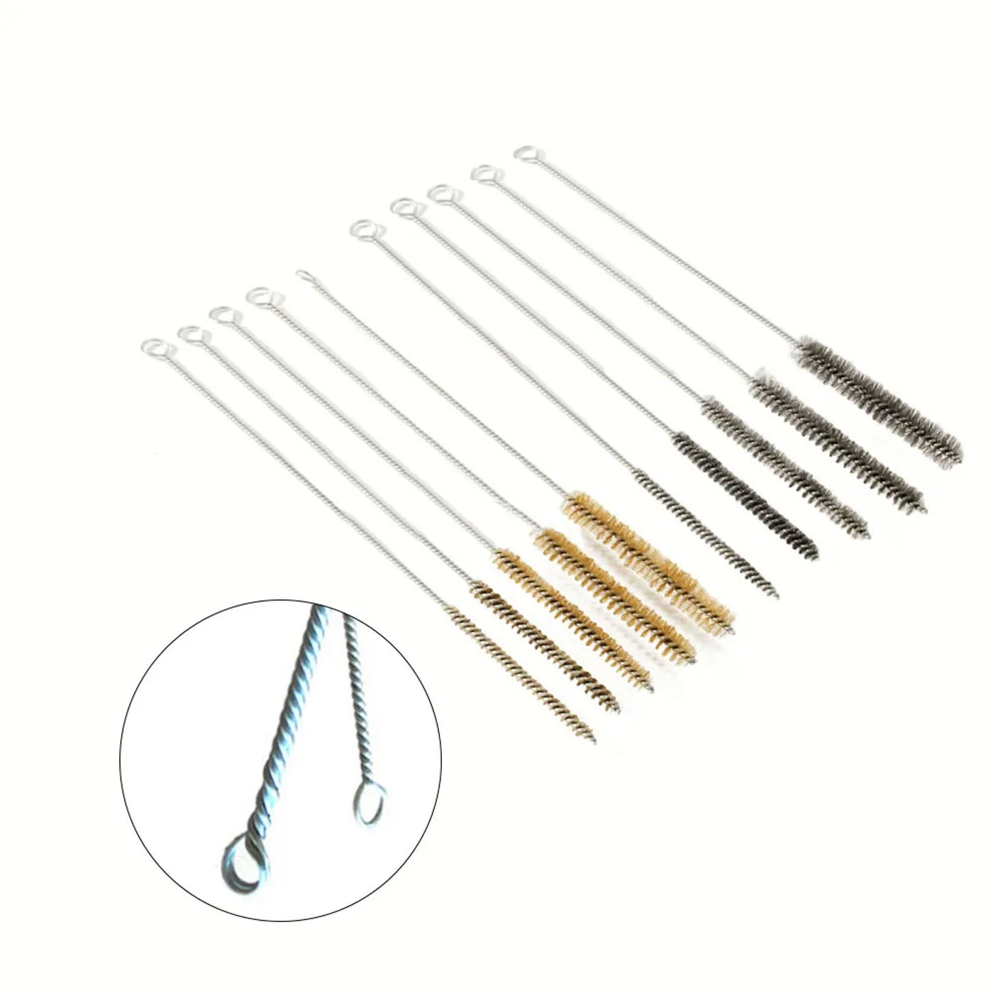Description Picture 3 of item5/10pcs Cleaning Brushes Set Stainless Steel Brass Cylinder Wire Tube Pipe Cleaning Brush Paint Spray Guns Cleaning Brush