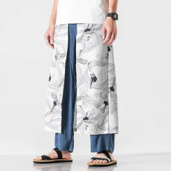 Harem Pants Men Elastic Waist Casual Jogging Sweatpants Male Cotton Linen Wide Leg Trousers Men Woman Pants New Streetwear