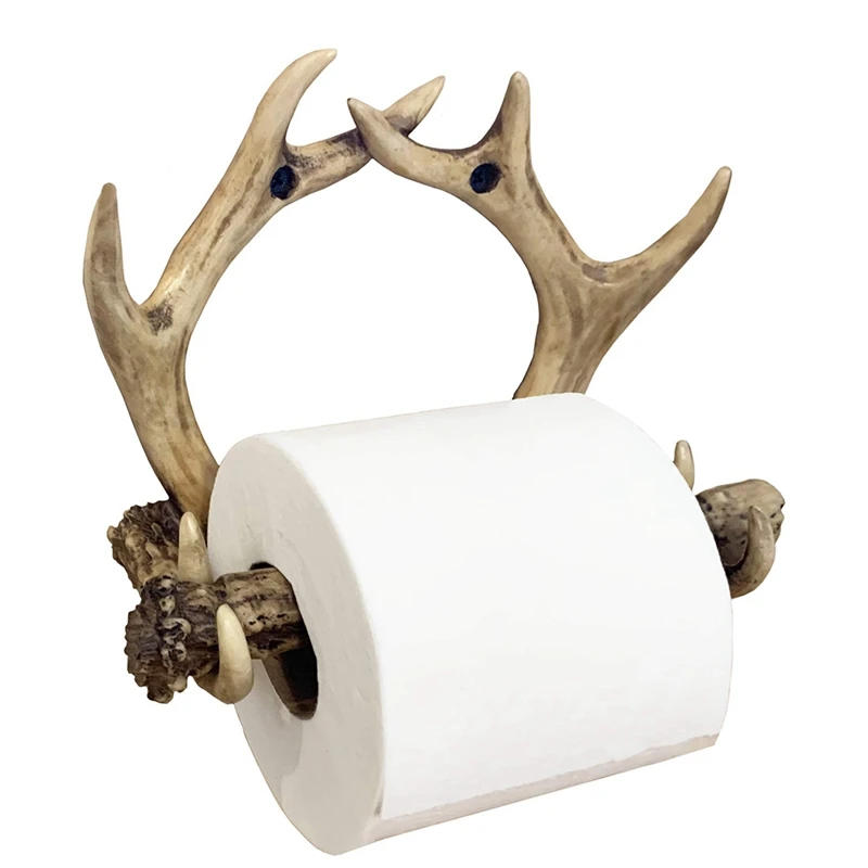 Description Picture 5 of itemRustic Deer Antler Wall Mounted Toilet Paper Holder American Country Resin Crafts Paper Towel Rack For Home Decorations