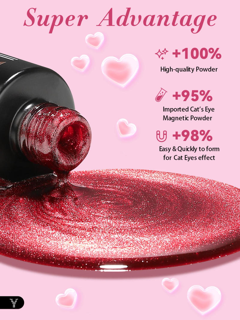 Description Picture 6 of itemYOKEFELLOW Magnetic Gel Nail Polish Amour de Cristal Gel Polish Red UV Cat Eye Gel for Nail Art Manicure DIY Valentine's Day