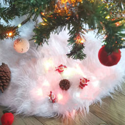 Christmas Tree Skirt Round Faux Fur Christmas Tree Skirt Furry Soft Thick Plush Christmas Tree Skirt 2024 Christmas Decoration
