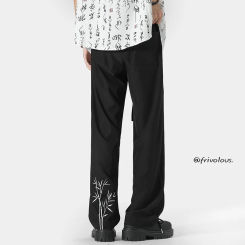 Summer Men Sweatpants Korean Fashion Sportswear Drawstring Wide Leg Straight Pants Casual Streetwear Loose Trousers Plus Size