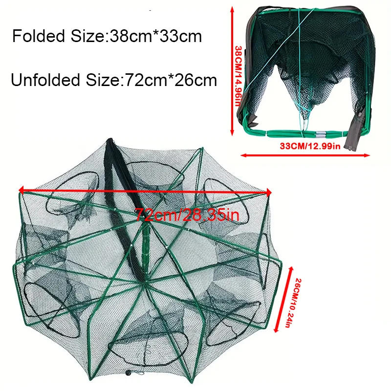 Description Picture 3 of item1pc Foldable 6/8-Hole Fishing Net for Catching Shrimp, Crab, Lobster, and Fish - Lightweight and Durable Trap for Easy Fishing