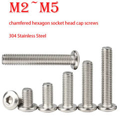 10~100PCS M2 M2.5 M3 M4 M5 304 Stainless Steel Flat Head Chamfered Hexagon Socket Screw / Bolt