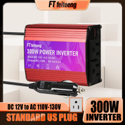 FT feiteeng 300W 12V to 110V Car Power Inverter with US Plug - Run Dash Cam, Phone Charger & Car Vacuum Continuously