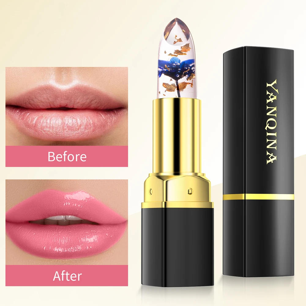 Description Picture 5 of itemLong Lasting Temperature Color Changing Lip Balm Crystal Jelly Flower Lipstick Gloss Transparent Moisturize Lips Makeup Cosmetic