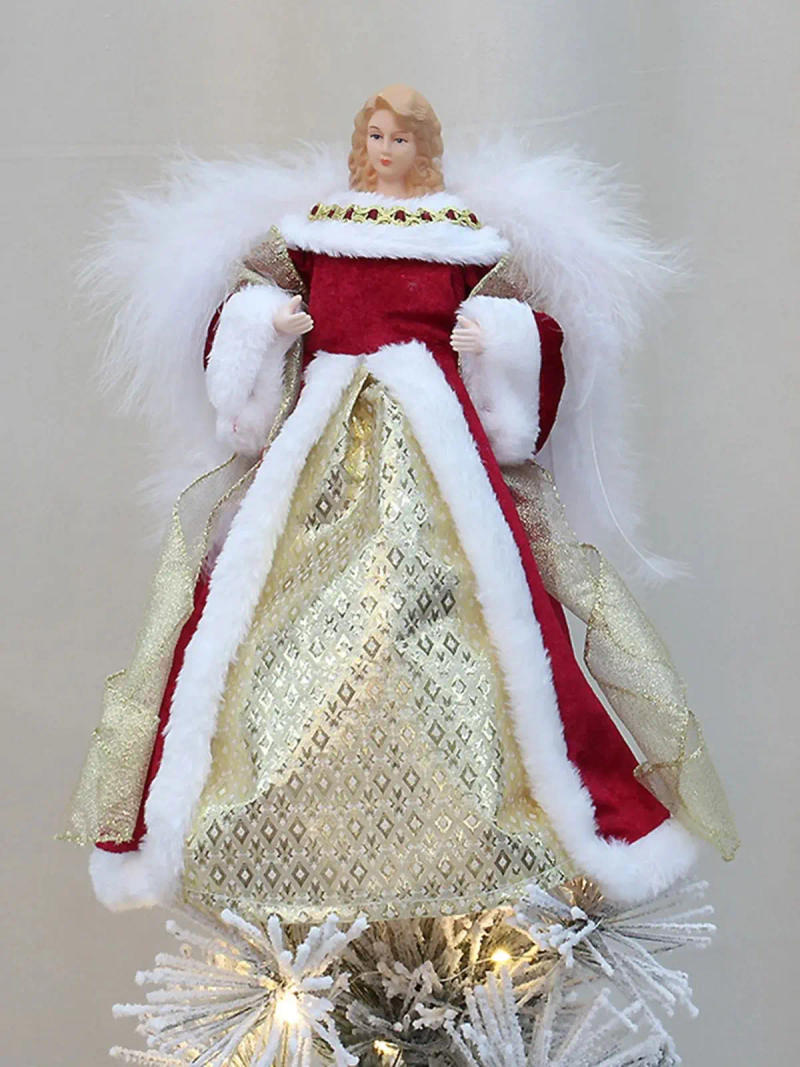 Description Picture 5 of item12 inch Angel Tree Topper for Shop Tabletop Cafe Angel Treetop Festival Party Indoor for Christmas wedding decoration