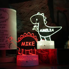 Kids Personalized Acrylic Night Light Dinosaur Perfect Birthday Gift for Girls Boys Custom Name Handmade Led Kids Bedroom Decor