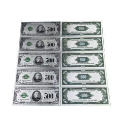 10pcs/lot For New Products Color 1918's America Banknotes 500 Dollars Gold Banknote in 24k Silver Plated as Bill Currency Gifts