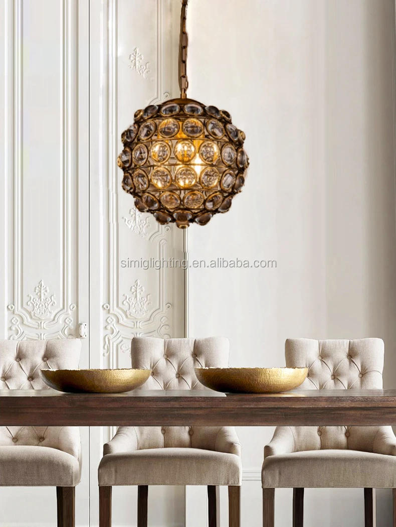 Description Picture 2 of itemSimig lighting vintage loft led luxury lampara colgante de cristal gold stylish crystal chandelier pendant lamp