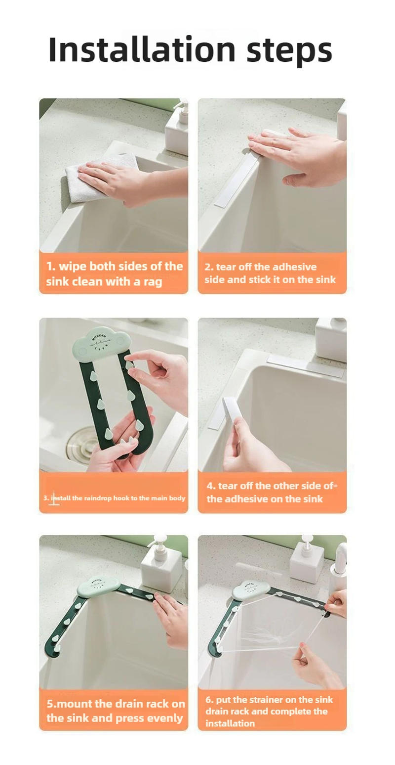 Description Picture 6 of itemKitchen Sink Strainer Set,Triangle Draining Basket,Non-Food Contact Washing Mesh Filter,Hanging Storage Rack for Food Waste