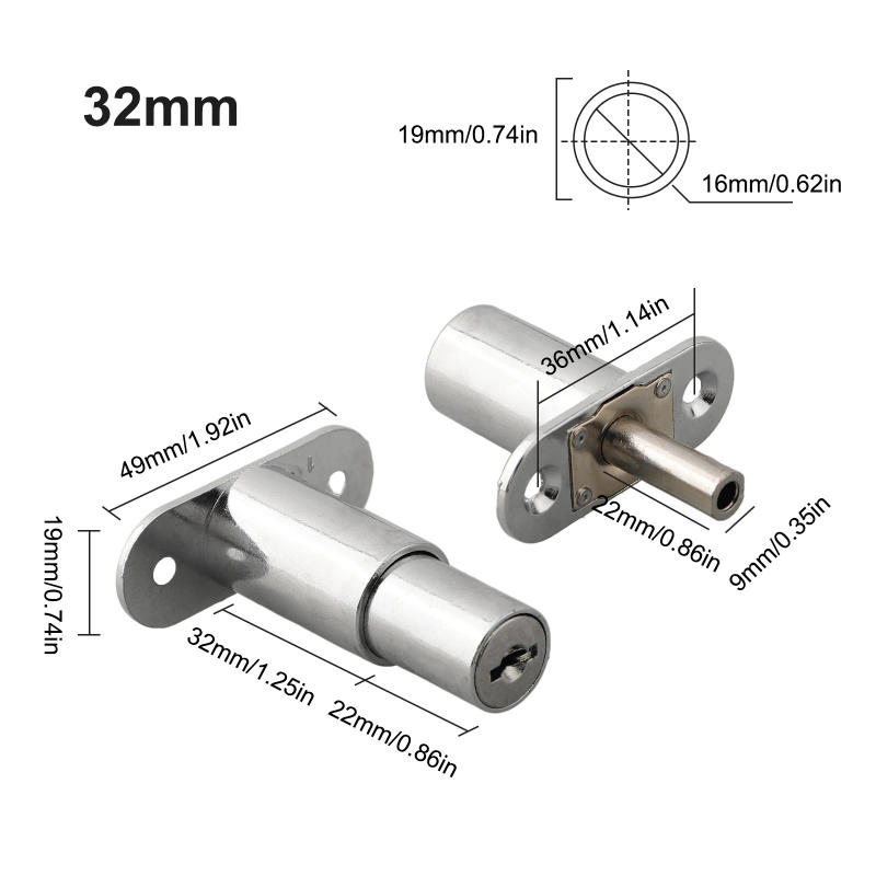 Description Picture 5 of itemHome Sliding Door Closet Showcase Furniture Cylinder Head Plunger Push Lock Fixing Clasp With Keys Furniture Hardware